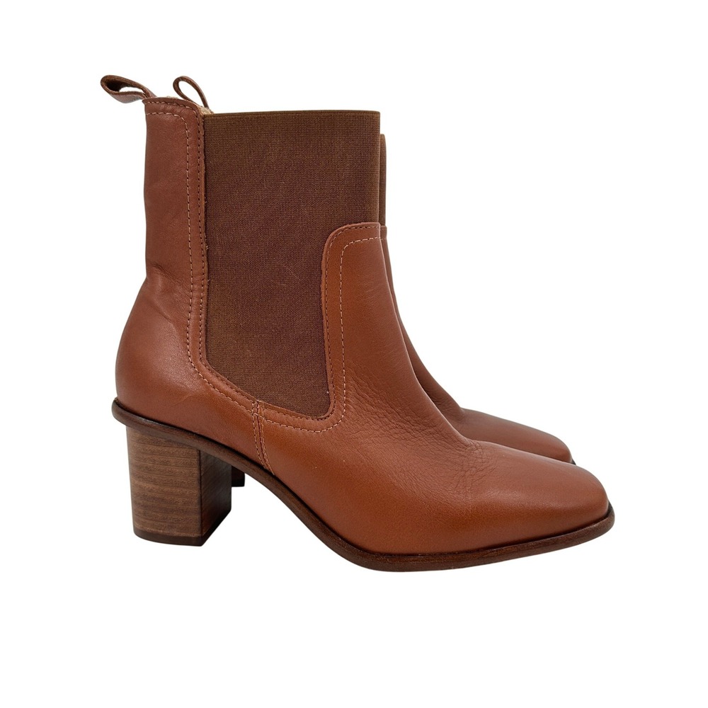 Portland Leather Goods Patina Vero Brown Leather Chelsea Square Ankle Boots 8.5 - Picture 1 of 9